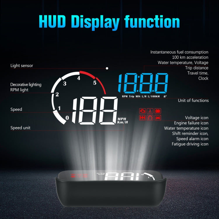 M10 3.5 inch Universal Car OBD2 HUD Vehicle-mounted Head Up Display (Blue) - Head Up Display System by PMC TechLife | Online Shopping South Africa | PMC TechLife | Buy Now Pay Later Mobicred