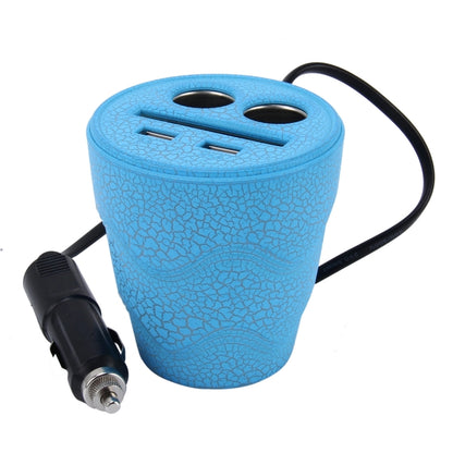 D-24 Crocodile Texture Car Cup Charger 2.1A/1A Dual USB Ports Car 12V-24V Charger with 2-Socket Cigarette and Card Socket - Cigar Socket by PMC Jewellery | Online Shopping South Africa | PMC Jewellery | Buy Now Pay Later Mobicred