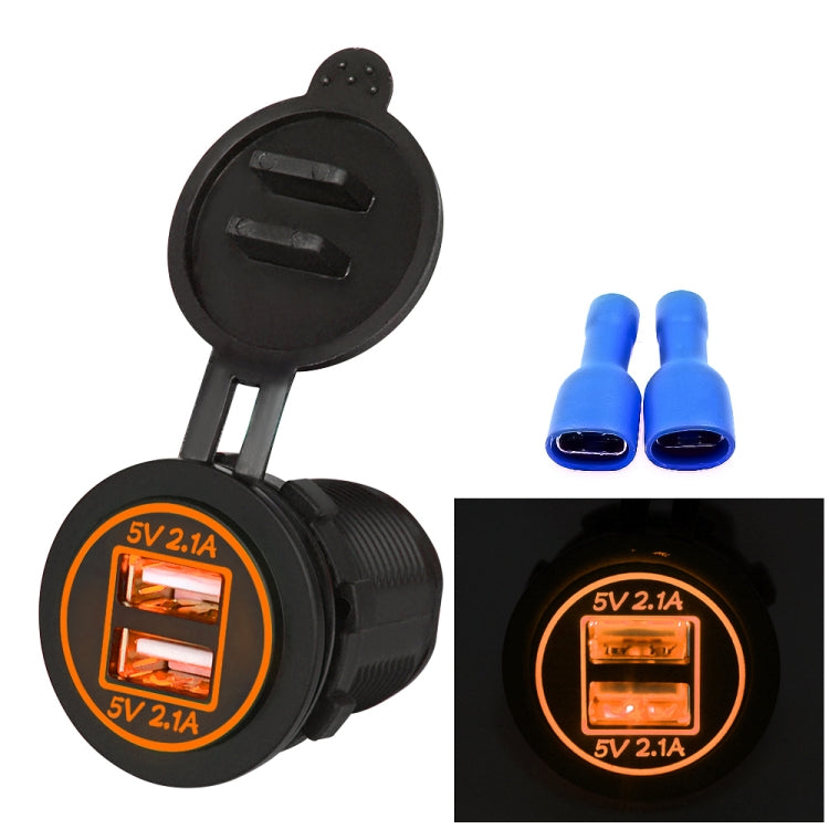 Universal Car Charger 2 Port Power Socket Power Dual USB Charger 5V 4.2A IP66 with Aperture(Orange Light) - DIY Modified Charger by PMC TechLife | Online Shopping South Africa | PMC TechLife | Buy Now Pay Later Mobicred