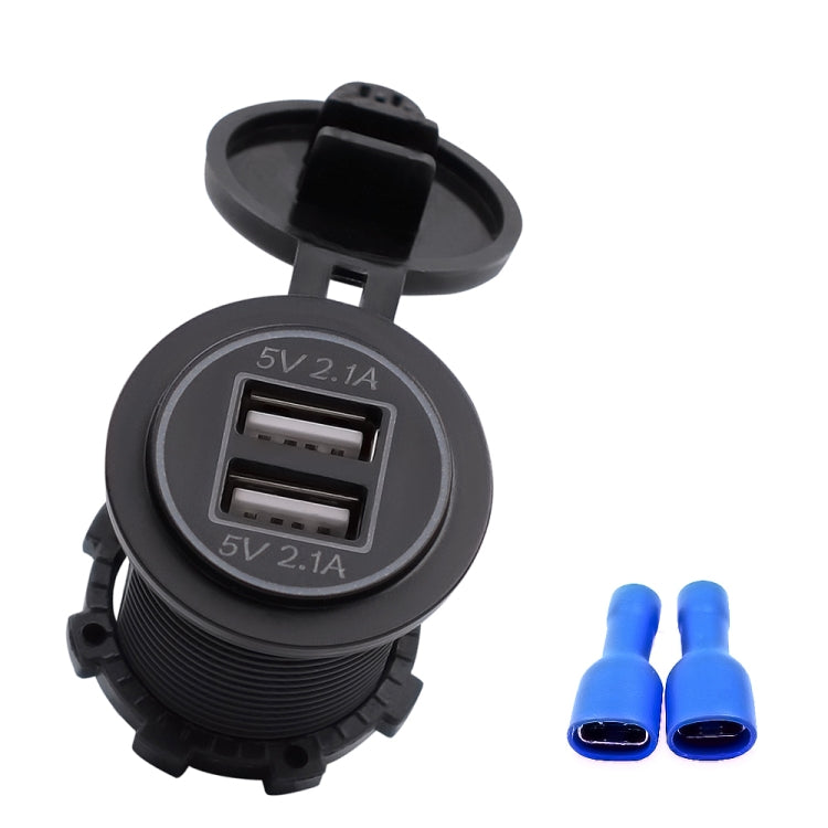 Universal Car Charger 2 Port Power Socket Power Dual USB Charger 5V 4.2A IP66 with Aperture(Blue Light) - DIY Modified Charger by PMC Jewellery | Online Shopping South Africa | PMC Jewellery | Buy Now Pay Later Mobicred