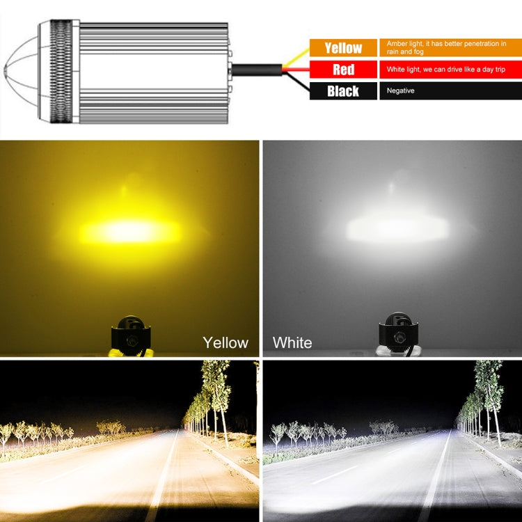 2 PCS DC9-36V / 20W / 6000K / 3000K / 2000LM Motorcycles Double Color Headlights / Fog Light - Headlights by PMC TechLife | Online Shopping South Africa | PMC TechLife | Buy Now Pay Later Mobicred