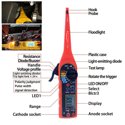 MS8211 Car Electric Circuit Tester (Red) - Electronic Test by PMC Jewellery | Online Shopping South Africa | PMC Jewellery | Buy Now Pay Later Mobicred