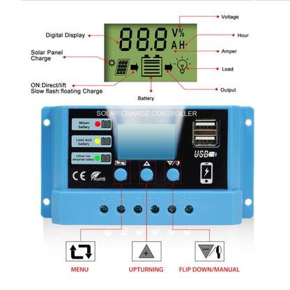 10A Solar Charge Controller 12V / 24V Lithium Lead-Acid Battery Charge Discharge PV Controller, with Indicator Light - Voltage Stabilizer by PMC Jewellery | Online Shopping South Africa | PMC Jewellery | Buy Now Pay Later Mobicred