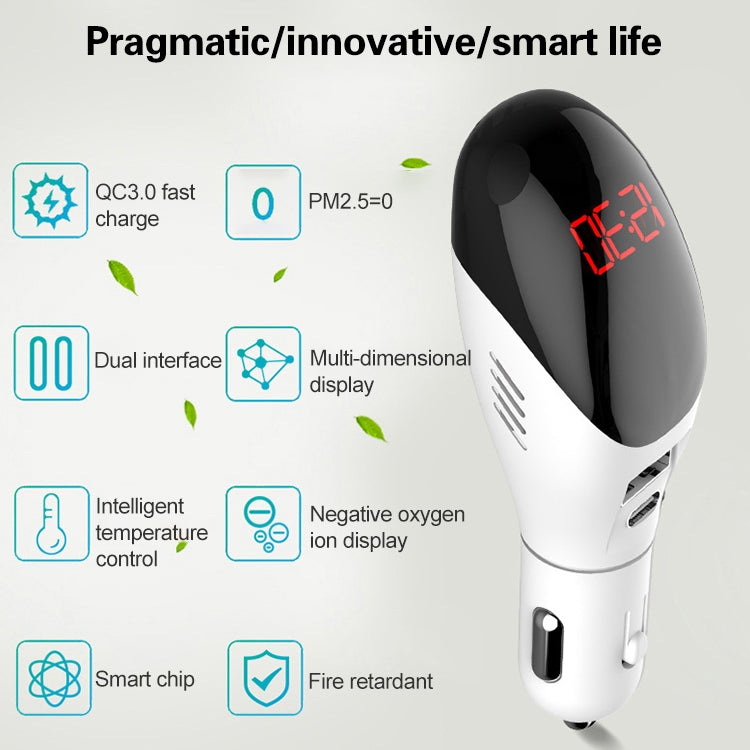 Multifunctional Formaldehyde Removal Air Purifier QC3.0 Car Phone Charger Display Screen (White) -  by PMC Jewellery | Online Shopping South Africa | PMC Jewellery | Buy Now Pay Later Mobicred