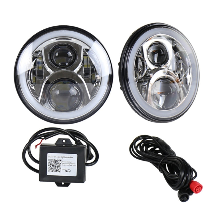 2 PCS 7 inch DC12V 6000K-6500K 50W Car LED Headlight Cree Lamp Beads for Jeep Wrangler / Harley, Support APP + Bluetooth Control(Silver) - LED Headlamps by PMC Jewellery | Online Shopping South Africa | PMC Jewellery | Buy Now Pay Later Mobicred