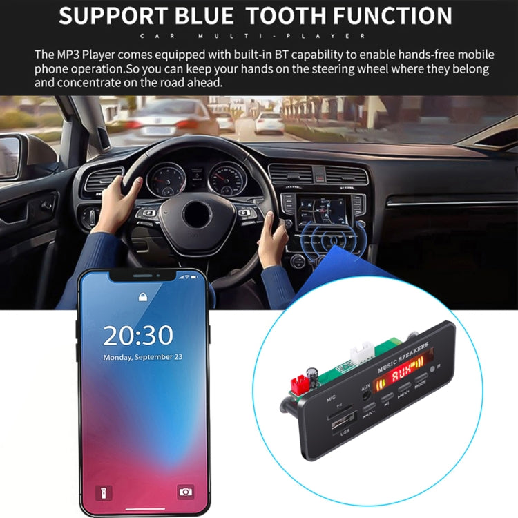 Car 12V 2x3W Audio MP3 Player Decoder Board FM Radio TF USB 3.5mm AUX, with Bluetooth & Recording Call Function & Remote Control - Car MP3 & MP4 & MP5 by PMC Jewellery | Online Shopping South Africa | PMC Jewellery | Buy Now Pay Later Mobicred