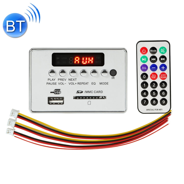 Car 5V Audio MP3 Player Decoder Board FM Radio SD Card USB AUX, with Bluetooth / Remote Control(Silver Grey) - Car MP3 & MP4 & MP5 by PMC TechLife | Online Shopping South Africa | PMC TechLife | Buy Now Pay Later Mobicred