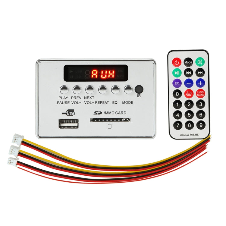 Car 12V Audio MP3 Player Decoder Board FM Radio SD Card USB AUX, with Bluetooth / Remote Control(Silver Grey) - Car MP3 & MP4 & MP5 by PMC TechLife | Online Shopping South Africa | PMC TechLife | Buy Now Pay Later Mobicred