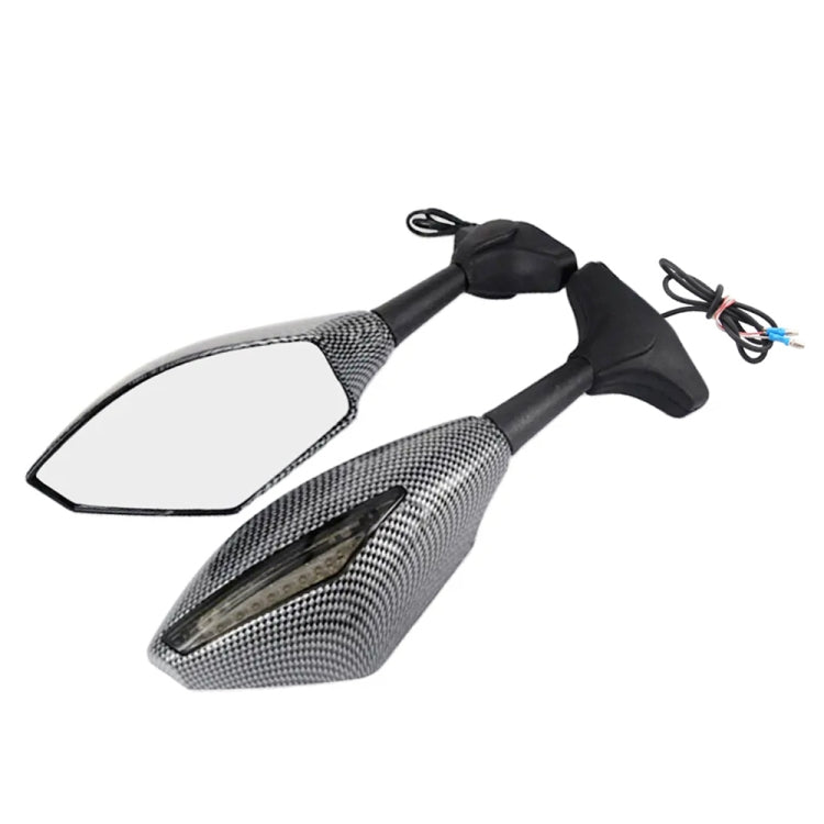 Motorcycle Modified Rear View Mirror Set with Light for Kawasaki (Carbon Fiber Black) - Side Mirrors by PMC TechLife | Online Shopping South Africa | PMC TechLife | Buy Now Pay Later Mobicred