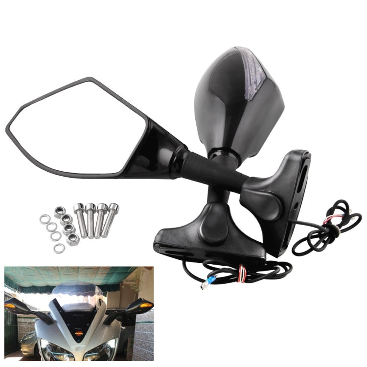 Motorcycle Modified Rear View Mirror Set with Light for Kawasaki (Carbon Fiber Black) - Side Mirrors by PMC TechLife | Online Shopping South Africa | PMC TechLife | Buy Now Pay Later Mobicred