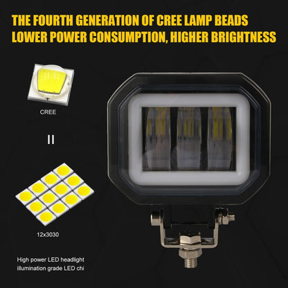 2 PCS Car 4 inch Square Spotlight Work Light with Angel Eyes (Yellow Light) - Work Lights by PMC Jewellery | Online Shopping South Africa | PMC Jewellery | Buy Now Pay Later Mobicred