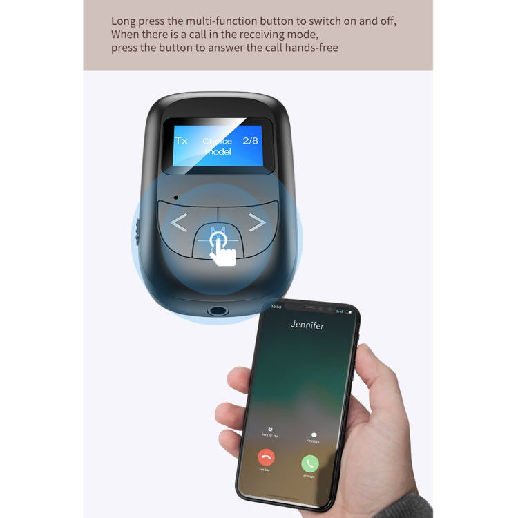 T-14 Bluetooth 5.0 2 In 1 LCD Digital Display Bluetooth Adapter Receiver Transmitter(Black) - Bluetooth Adapters by PMC TechLife | Online Shopping South Africa | PMC TechLife | Buy Now Pay Later Mobicred