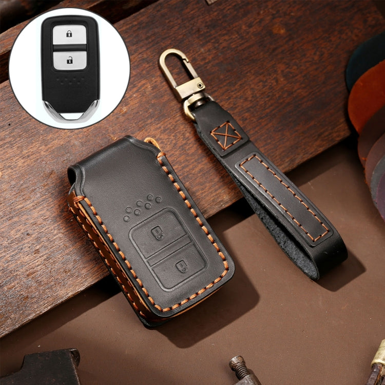 Hallmo Car Cowhide Leather Key Protective Cover Key Case for Honda Civic / Accord 2-button(Black) - free shipping - PMC TechLife - Order now!