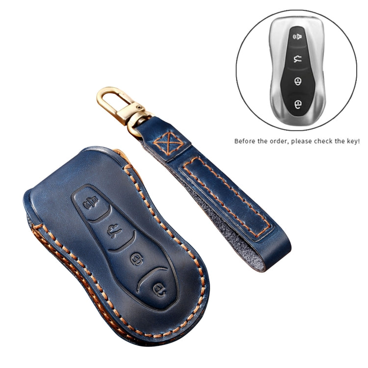 Hallmo Car Cowhide Leather Key Protective Cover Key Case for Geely Emgrand A Style(Black) - Car Key Cases by Hallmo | Online Shopping South Africa | PMC TechLife | Buy Now Pay Later Mobicred