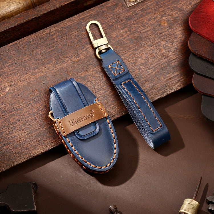 Hallmo Car Cowhide Leather Key Protective Cover Key Case for Nissan Sylphy 2-button(Blue) - free shipping - PMC TechLife - Order now!