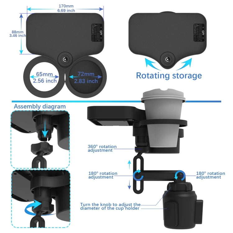 Car Multi-function Water Cup Holder with Wireless Charging Function - Car Drink Holders by PMC TechLife | Online Shopping South Africa | PMC TechLife | Buy Now Pay Later Mobicred