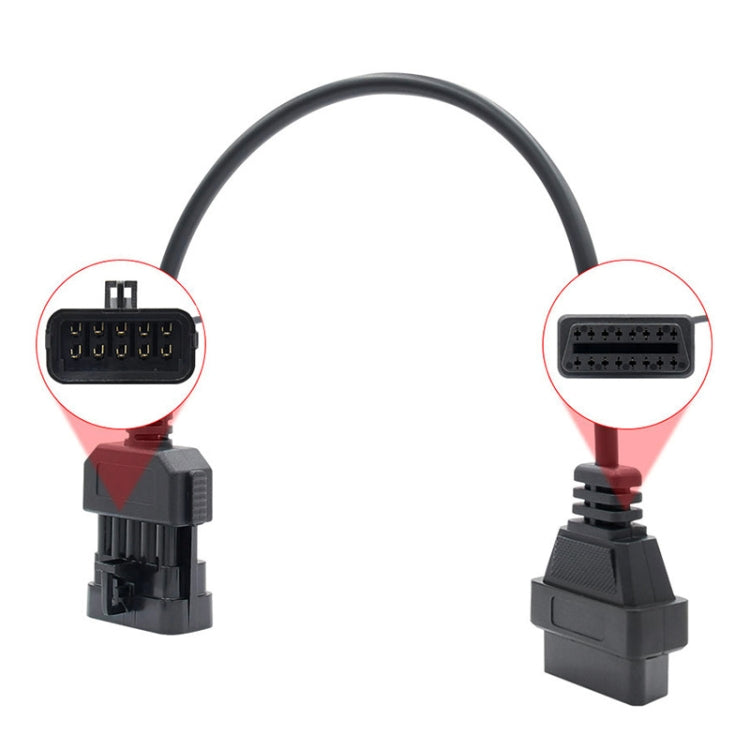 10Pin to 16Pin Car OBD2 Conversion Cable OBDII Diagnostic Adapter Cable for Opel - Cables & Connectors by PMC Jewellery | Online Shopping South Africa | PMC Jewellery | Buy Now Pay Later Mobicred