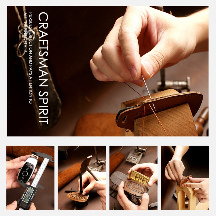Hallmo Car Cowhide Leather Key Protective Cover Key Case for Hyundai 5-button(Brown) - Car Key Cases by Hallmo | Online Shopping South Africa | PMC TechLife | Buy Now Pay Later Mobicred