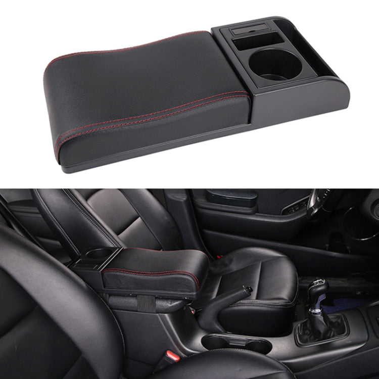 Car Multi-functional Dual USB Armrest Box Booster Pad, Microfiber Leather Curved Type (Black Red) - Seat Accessories by PMC TechLife | Online Shopping South Africa | PMC TechLife | Buy Now Pay Later Mobicred