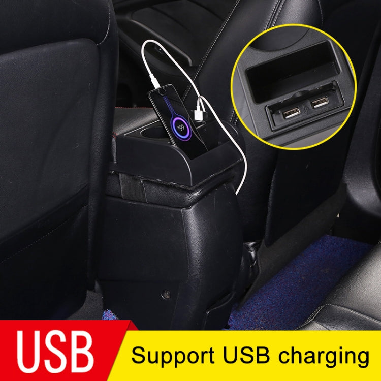 Car Multi-functional Dual USB Armrest Box Booster Pad, Microfiber Leather Curved Type (Black) - free shipping - PMC TechLife - Order now!