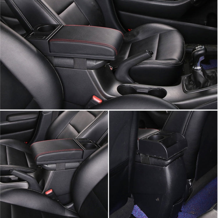 Car Multi-functional Dual USB Armrest Box Booster Pad, Microfiber Leather Straight Type (Black Red) - Seat Accessories by PMC TechLife | Online Shopping South Africa | PMC TechLife | Buy Now Pay Later Mobicred