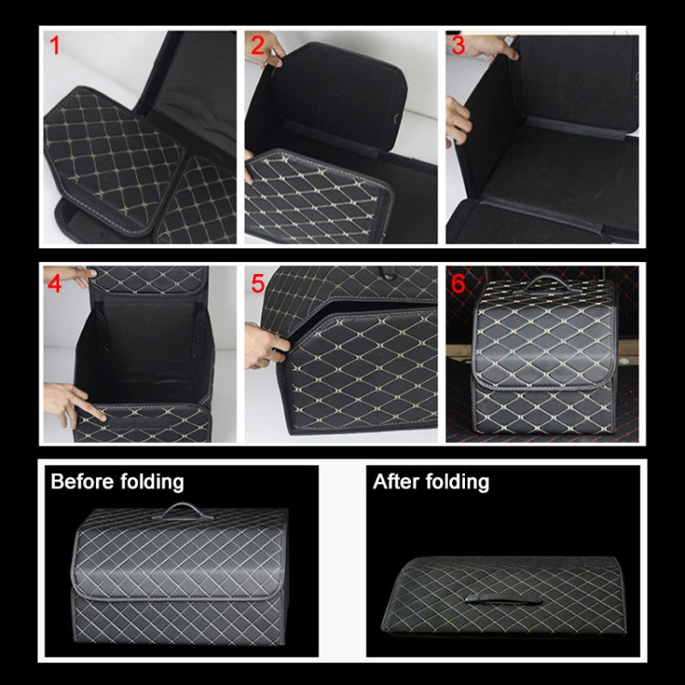 Car Trunk Foldable Storage Box, Rhombic Grid Small Size: 33 x 32 x 30cm (Black Red) - Stowing Tidying by PMC Jewellery | Online Shopping South Africa | PMC Jewellery | Buy Now Pay Later Mobicred