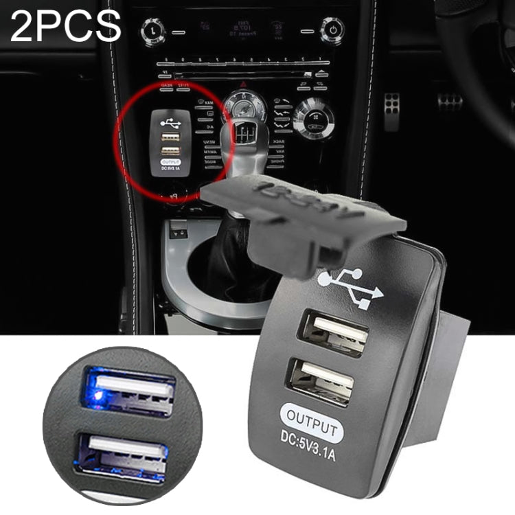 2 PCS Switch Type Dual USB 3.1A Car Charger 12-24V(Blue Light) - DIY Modified Charger by PMC Jewellery | Online Shopping South Africa | PMC Jewellery | Buy Now Pay Later Mobicred