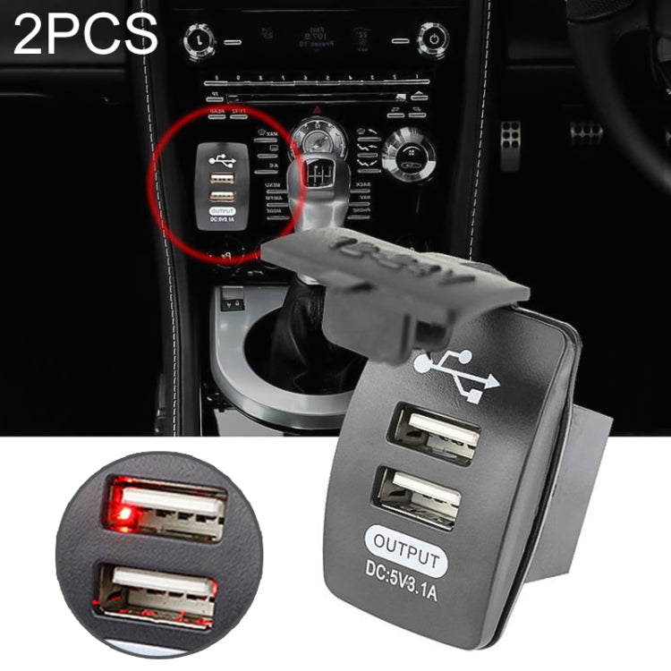 2 PCS Switch Type Dual USB 3.1A Car Charger 12-24V(Red Light) - DIY Modified Charger by PMC Jewellery | Online Shopping South Africa | PMC Jewellery | Buy Now Pay Later Mobicred