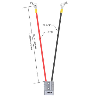 50A 600V Battery Charger Battery Quick Disconnect Plug Trailer Winch Plug with 1FT Cable (Turn O Connector) - DIY Cables by PMC Jewellery | Online Shopping South Africa | PMC Jewellery | Buy Now Pay Later Mobicred