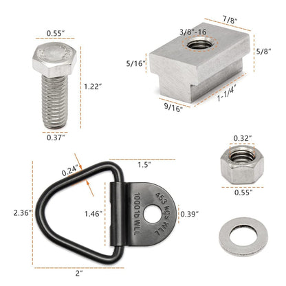 Bed Deck Rails Cleat T Slot Nuts Fits Screws with 3/8 inch-16 Thread for Toyota Tacoma / Tundra - Towing Bars by PMC Jewellery | Online Shopping South Africa | PMC Jewellery | Buy Now Pay Later Mobicred