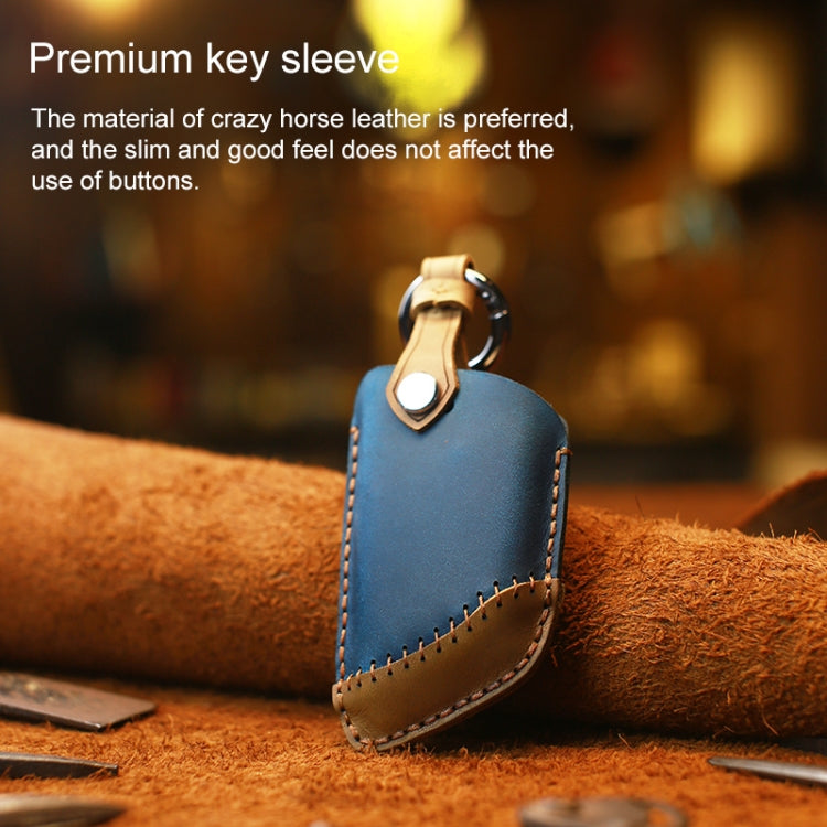For BMW Blade Style Car Cowhide Leather Key Protective Cover Key Case, Three Keys Version (Red) - free shipping - PMC Jewellery - Order now!