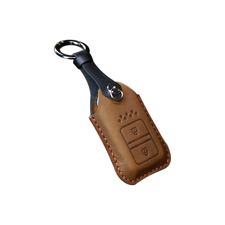 For Honda Car Cowhide Leather Key Protective Cover Key Case, Two Keys Version (Brown) - Car Key Cases by PMC Jewellery | Online Shopping South Africa | PMC Jewellery | Buy Now Pay Later Mobicred