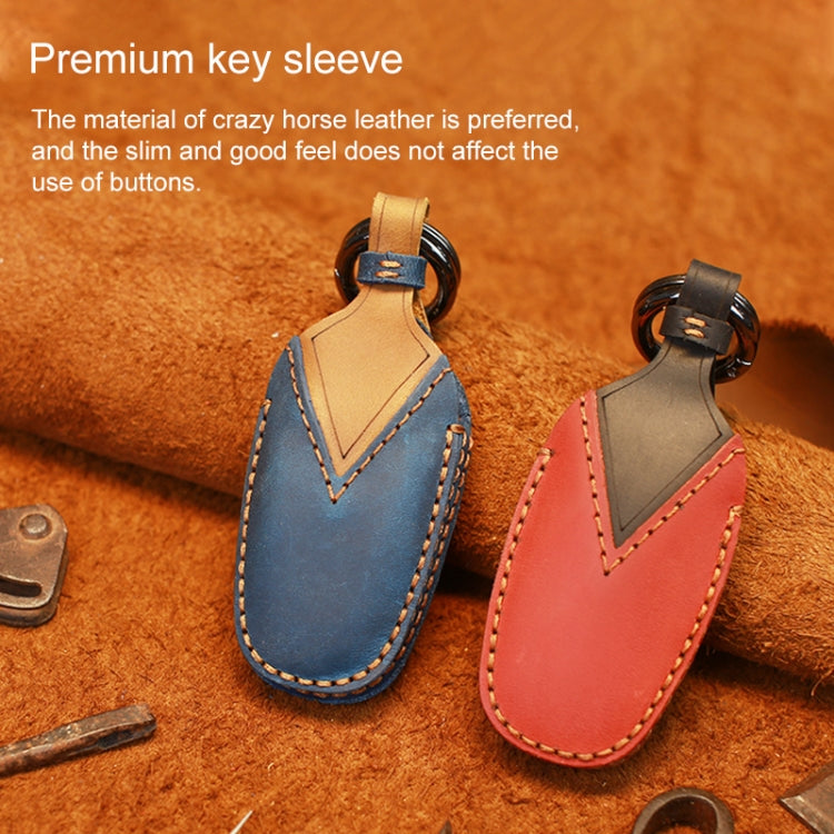For PEUGEOT Car Cowhide Leather Key Protective Cover Key Case(Red) - Car Key Cases by PMC TechLife | Online Shopping South Africa | PMC TechLife | Buy Now Pay Later Mobicred