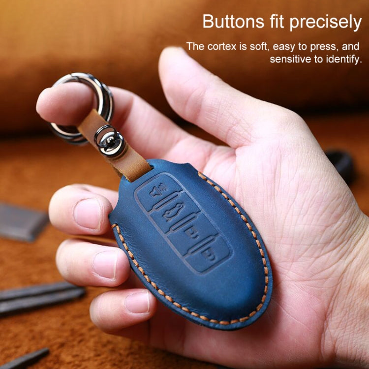 For Nissan Car Cowhide Leather Key Protective Cover Key Case, Three Keys Tailgate Version (Brown) - Car Key Cases by PMC Jewellery | Online Shopping South Africa | PMC Jewellery | Buy Now Pay Later Mobicred