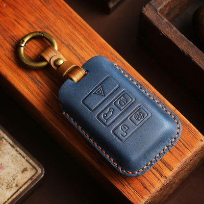 For Land Rover Car Cowhide Leather Key Protective Cover Key Case (Blue) - Car Key Cases by PMC Jewellery | Online Shopping South Africa | PMC Jewellery | Buy Now Pay Later Mobicred