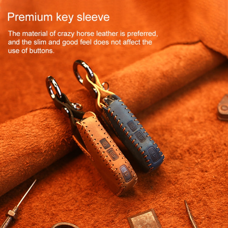 For Kia Car Cowhide Leather Key Protective Cover Key Case, Round Version (Brown) - free shipping - PMC Jewellery - Order now!