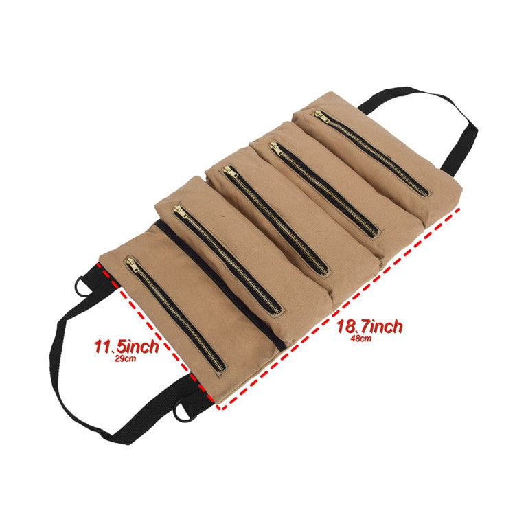 Car Auto Multi-function Canvas Storage Bag Portable Tool Bag Hanging Pocket Bag (Khaki) - Seat Accessories by PMC TechLife | Online Shopping South Africa | PMC TechLife | Buy Now Pay Later Mobicred