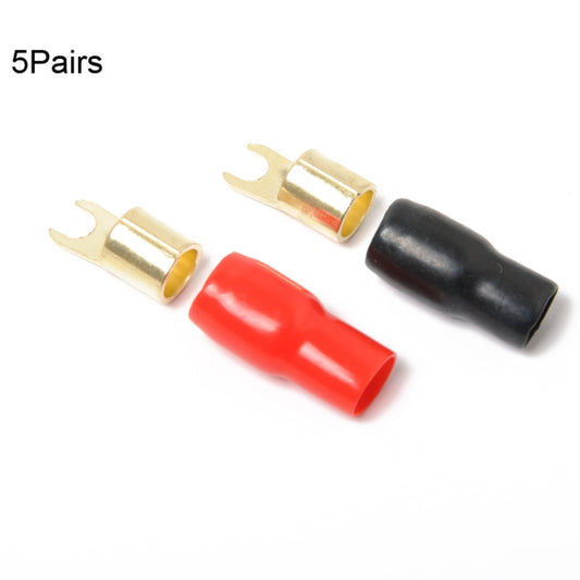 5 Pairs Car Audio Power Ground Wire Fork Terminals Brass 4 Gauge 5/16 inch Connectors Red and Black Boots - Booster Cable & Clip by PMC Jewellery | Online Shopping South Africa | PMC Jewellery | Buy Now Pay Later Mobicred