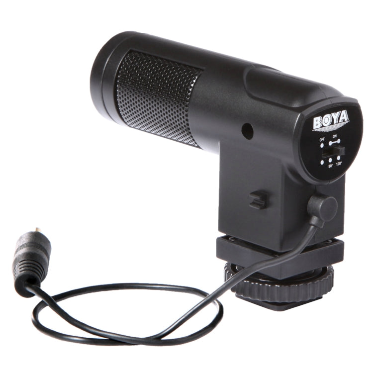 BOYA BY-V01 Stereo X/Y Condenser Microphone with Integrated Shock Mount Cold-shoe Mount & Windshield for Smartphones, DSLR Cameras and Video Cameras(Black) - Camera Microphone by PMC Jewellery | Online Shopping South Africa | PMC Jewellery | Buy Now Pay Later Mobicred