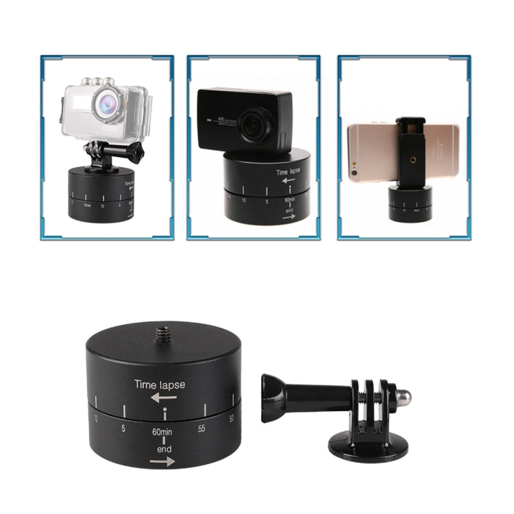 360 Degree Auto Rotation 60 Minutes Time Lapse Stabilizer Tripod Head Adapter for GoPro(Black) - free shipping - PMC TechLife - Order now!
