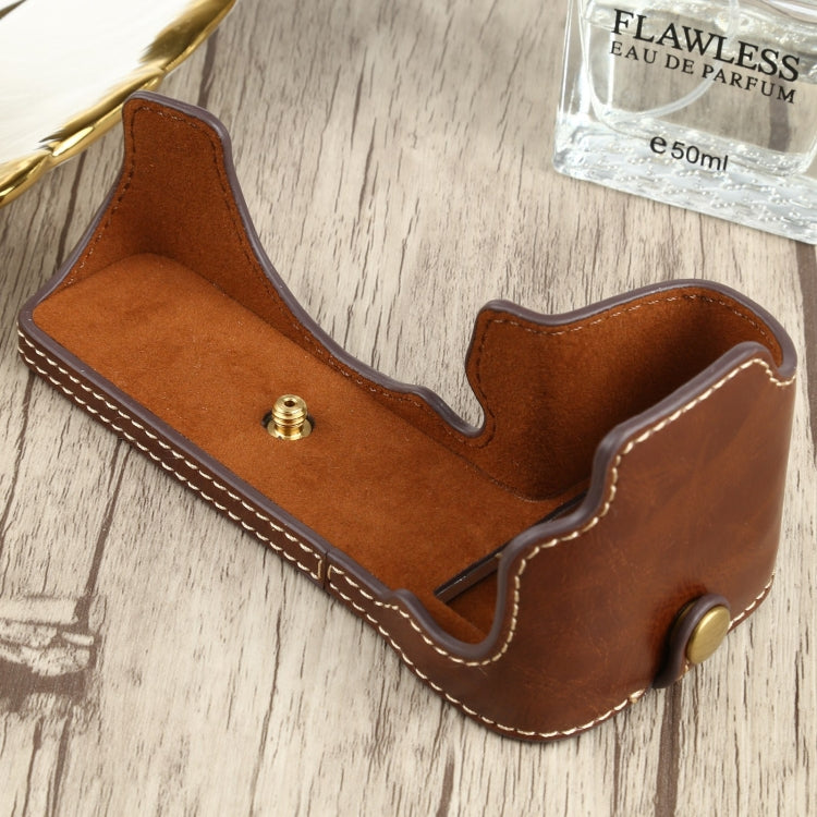 1/4 inch Thread PU Leather Camera Half Case Base for FUJIFILM X-S10 (Coffee) - free shipping - PMC TechLife - Order now!