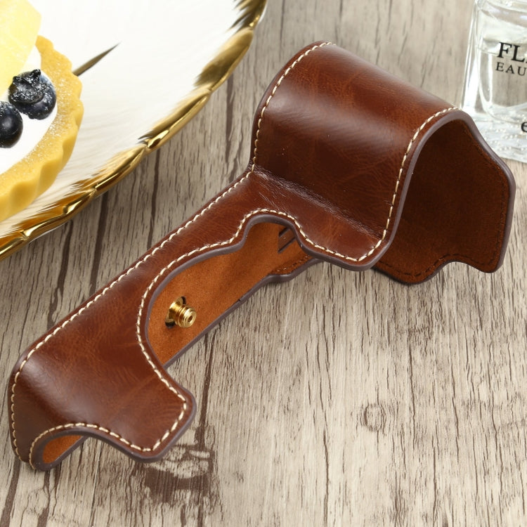 1/4 inch Thread PU Leather Camera Half Case Base for FUJIFILM X-S10 (Coffee) - free shipping - PMC TechLife - Order now!