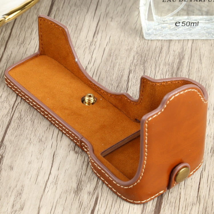 1/4 inch Thread PU Leather Camera Half Case Base for Sony ILCE-7C/A7C (Brown) - free shipping - PMC TechLife - Order now!