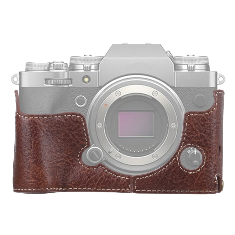 1/4 inch Thread Litchi Texture PU Leather Camera Half Case Base for FUJIFILM X-T4 (Coffee) - free shipping - PMC TechLife - Order now!