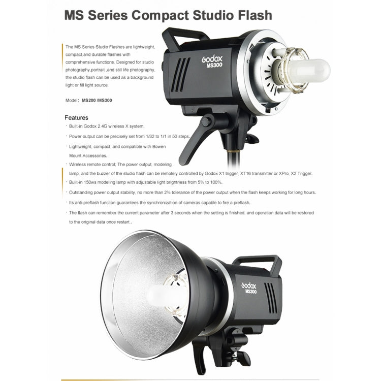 Godox MS300 Studio Flash Light 300Ws Bowens Mount Studio Speedlight with Cover(AU Plug) - free shipping - PMC TechLife - Order now!