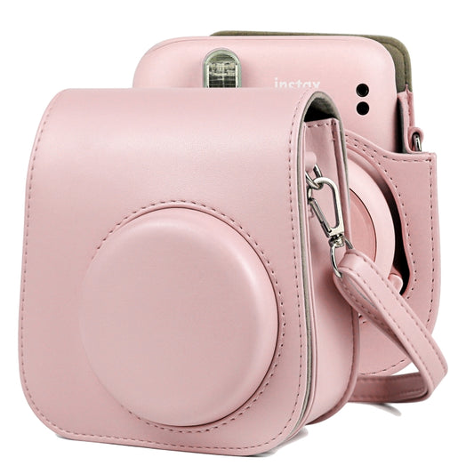 Solid Color Full Body Camera Leather Case Bag with Strap for FUJIFILM Instax mini 11 (Pink) - Leather Bag by PMC Jewellery | Online Shopping South Africa | PMC Jewellery | Buy Now Pay Later Mobicred