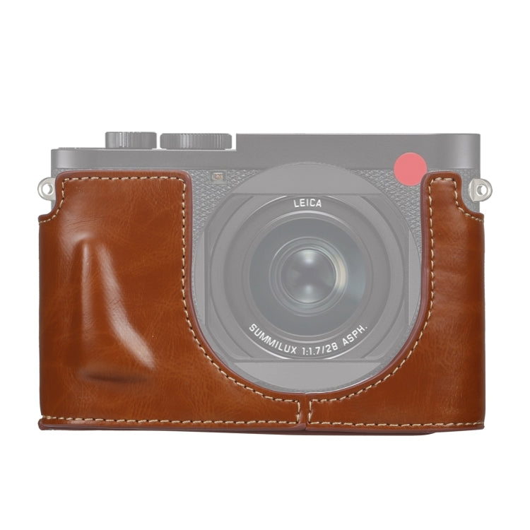 1/4 inch Thread PU Leather Camera Half Case Base for Leica Q2(Brown) - Half Case by PMC TechLife | Online Shopping South Africa | PMC TechLife | Buy Now Pay Later Mobicred