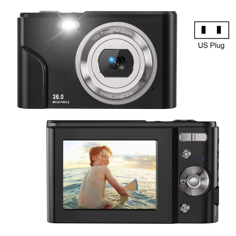 DC311 2.4 inch 36MP 16X Zoom 2.7K Full HD Digital Camera Children Card Camera, US Plug(Black) - Children Cameras by PMC Jewellery | Online Shopping South Africa | PMC Jewellery | Buy Now Pay Later Mobicred