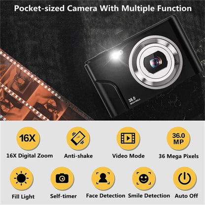 DC311 2.4 inch 36MP 16X Zoom 2.7K Full HD Digital Camera Children Card Camera, UK Plug (Black) - Children Cameras by PMC Jewellery | Online Shopping South Africa | PMC Jewellery | Buy Now Pay Later Mobicred