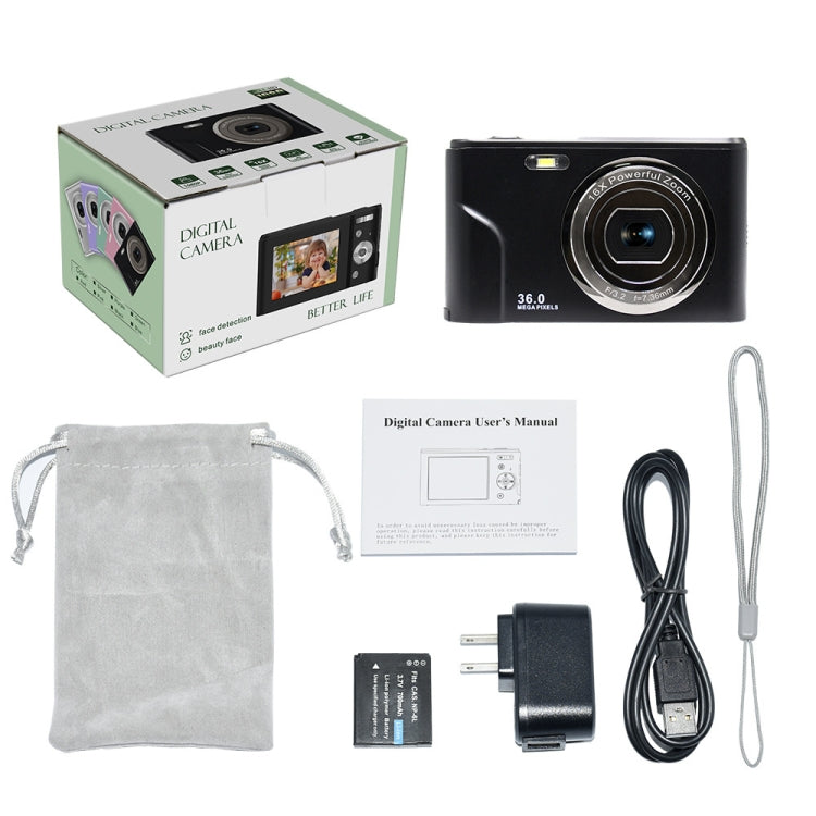 DC311 2.4 inch 36MP 16X Zoom 2.7K Full HD Digital Camera Children Card Camera, UK Plug (Black) - Children Cameras by PMC Jewellery | Online Shopping South Africa | PMC Jewellery | Buy Now Pay Later Mobicred